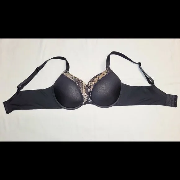 Women's 38A Push Up Padded Lift Support Underwire Add 2 Cup Plunge Bra Black - Picture 4 of 9